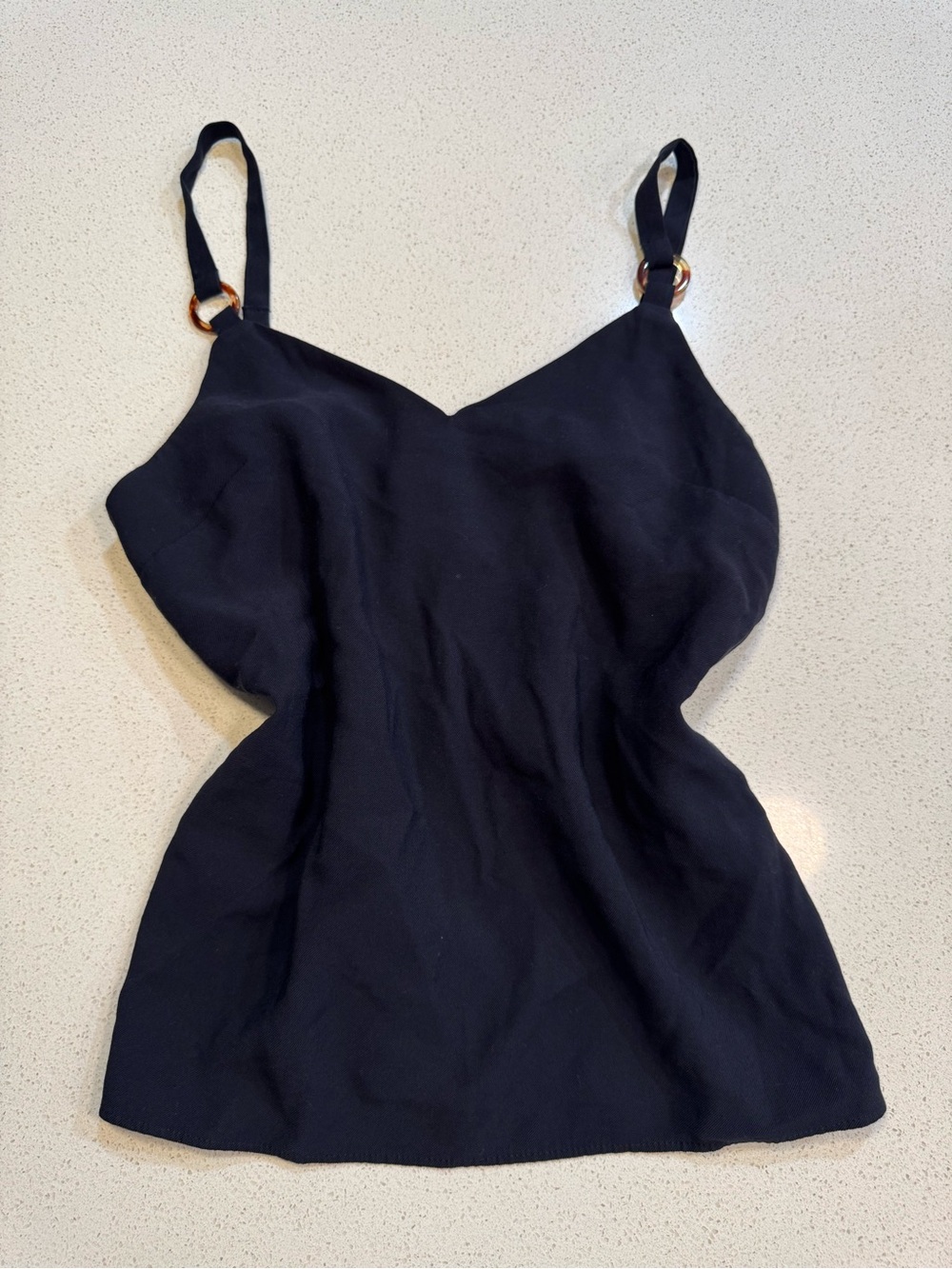 Topshop Black V-Neck Spaghetti Strap Cami with Ring Detail